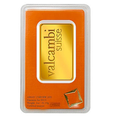 1oz Gold Bar - Valcambi Certified