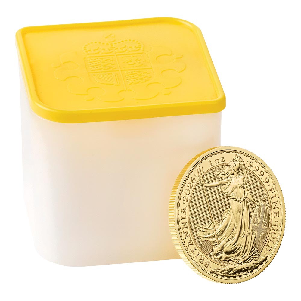2026 10 x 1oz Gold Britannia Coins in a Tube | The Royal Mint 
