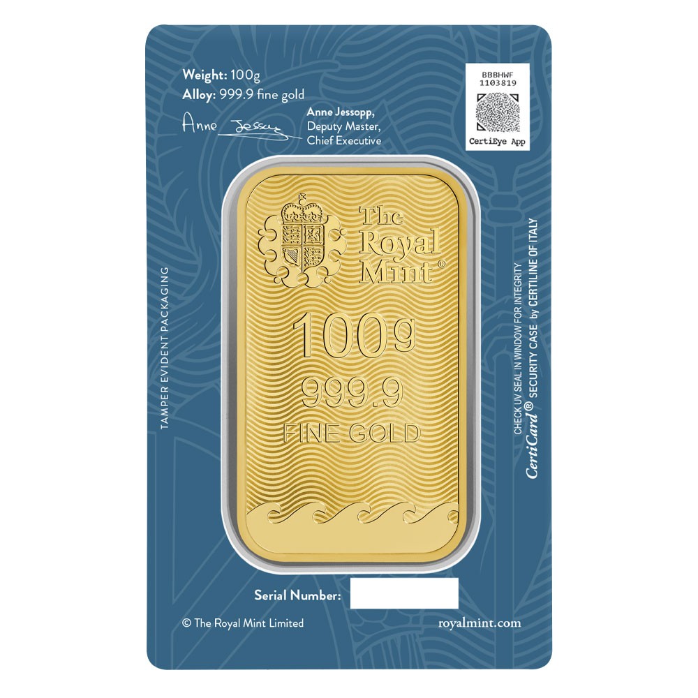 100g Britannia Gold Bar (New Design) | The Royal Mint