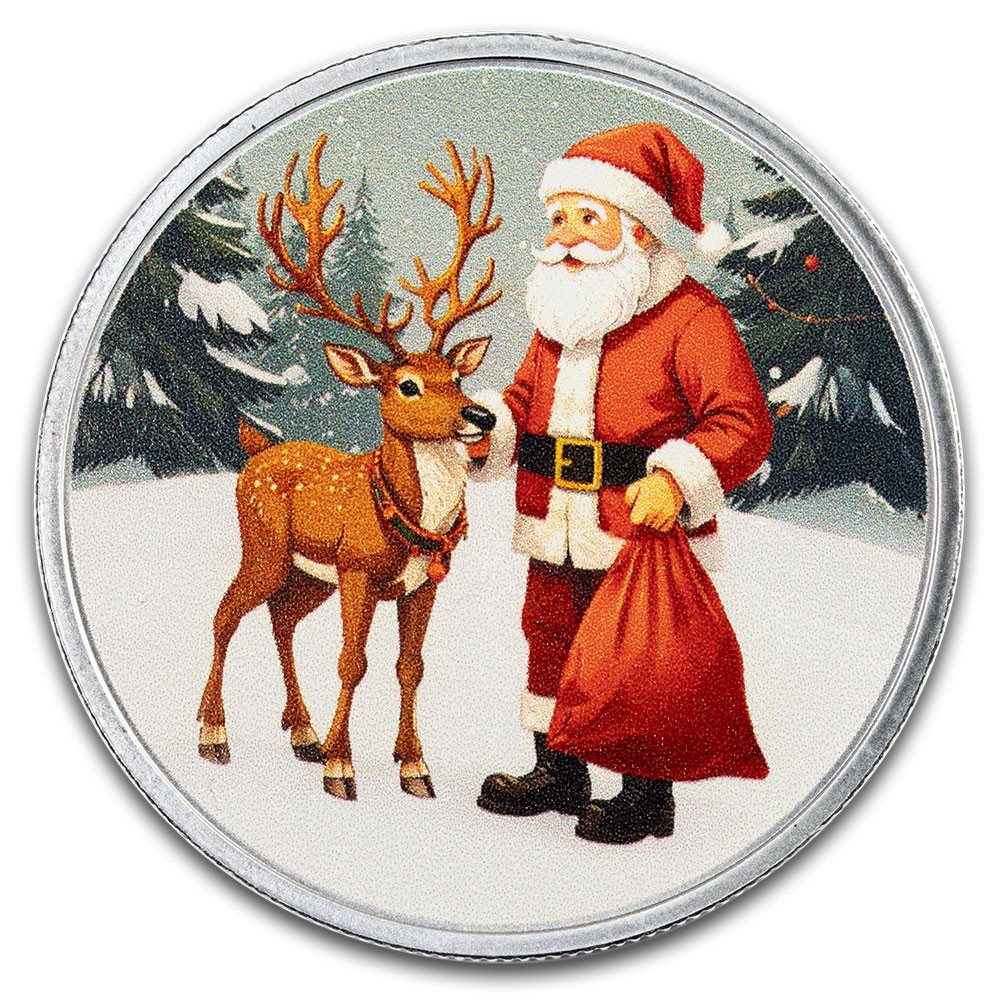 1oz Santa's Workshop Coloured Silver Round | PAMP Suisse