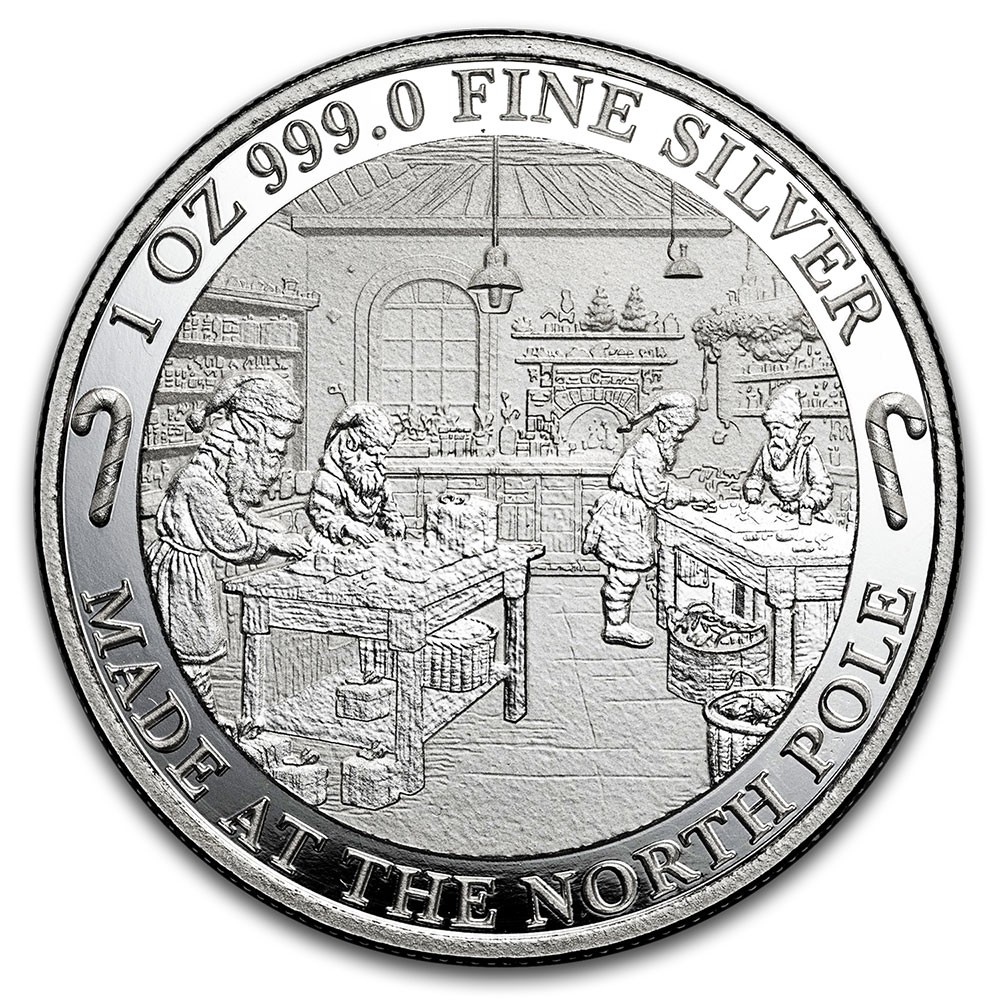 1oz Santa's Workshop Coloured Silver Round | PAMP Suisse