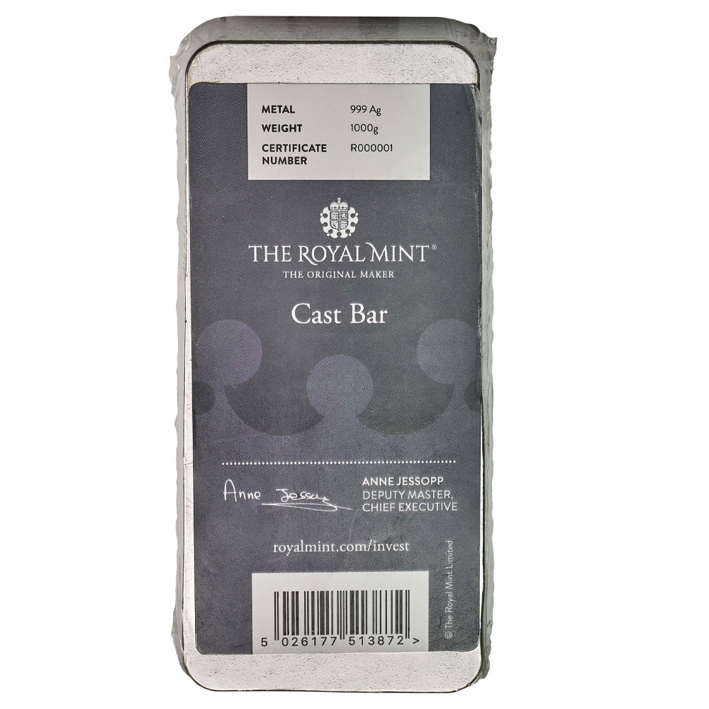 1kg Silver Bullion Cast Bar I The Royal Mint