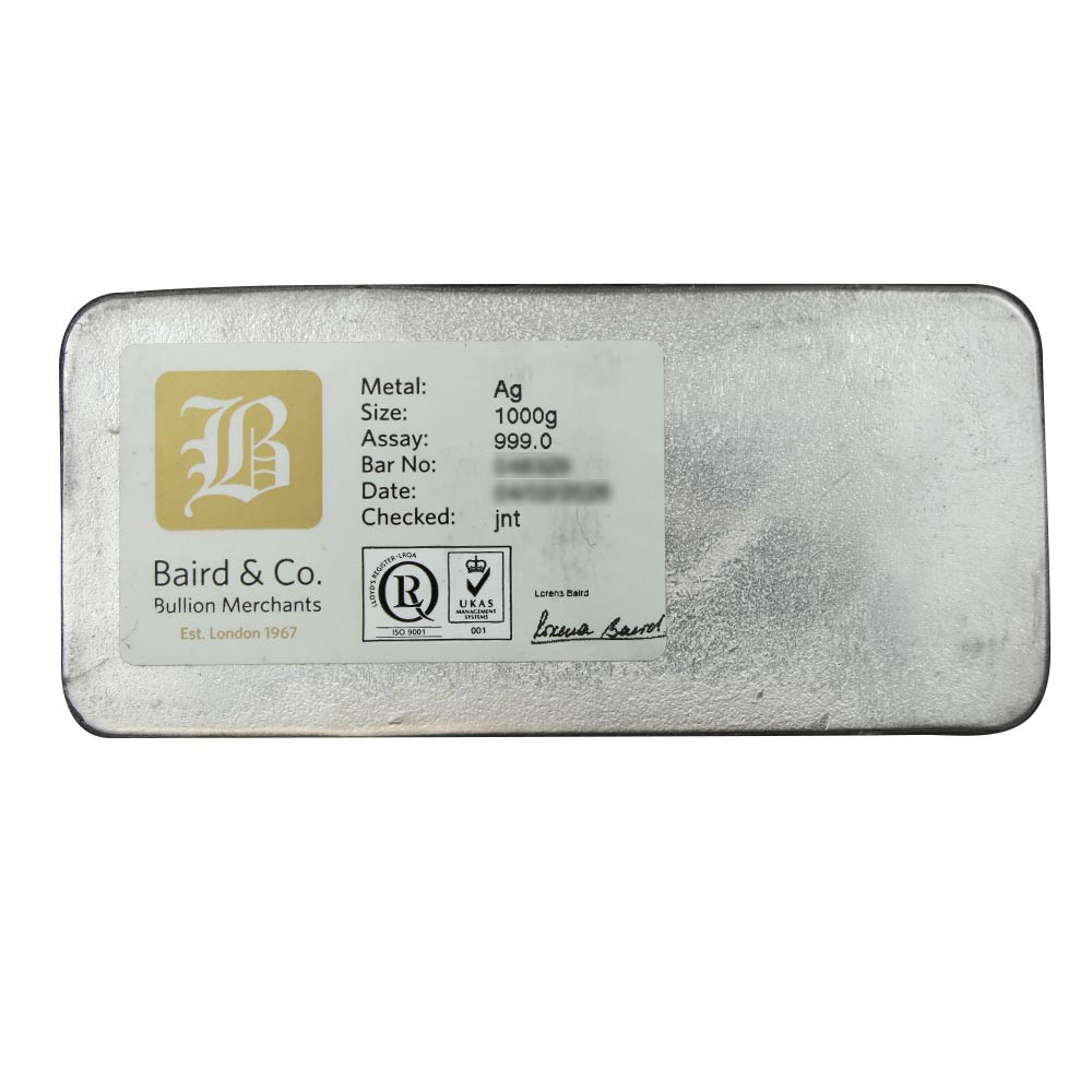 1kg Silver Cast Bar - Baird & Co