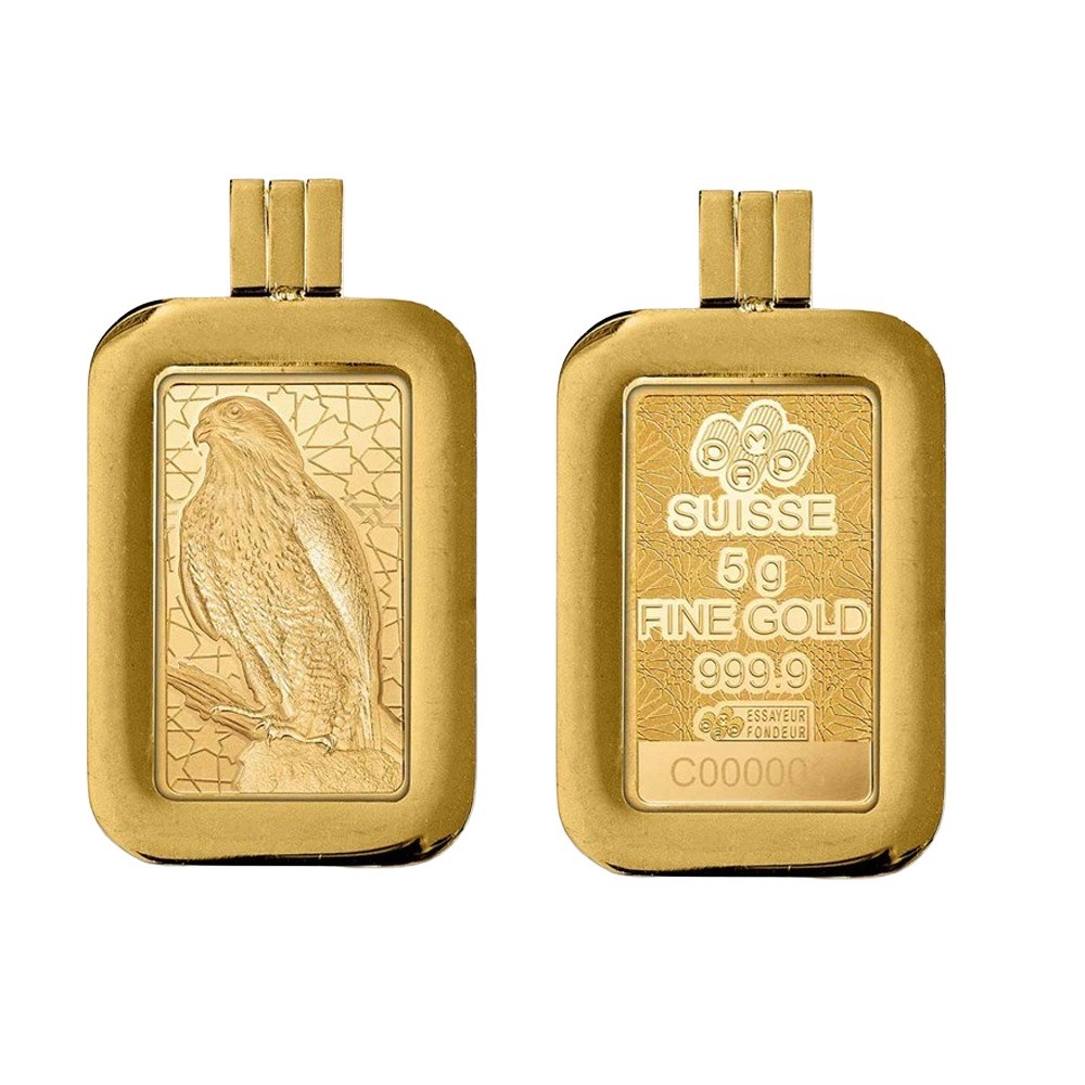 5g Arabian Falcon Gold Bar with Pendant Frame | PAMP Suisse