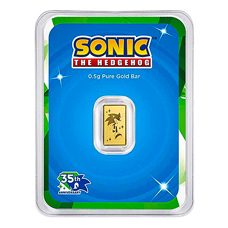 0.5g Sonic the Hedgehog 35th Anniversary Gold Bar | PAMP Suisse 