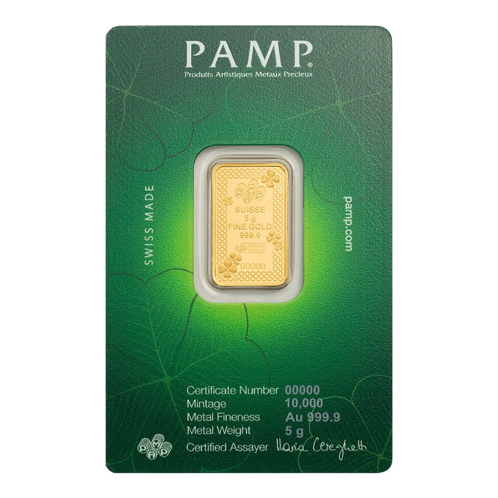2026 5g Lucky Charm Four-Leaf Clover Gold Bar I PAMP Suisse