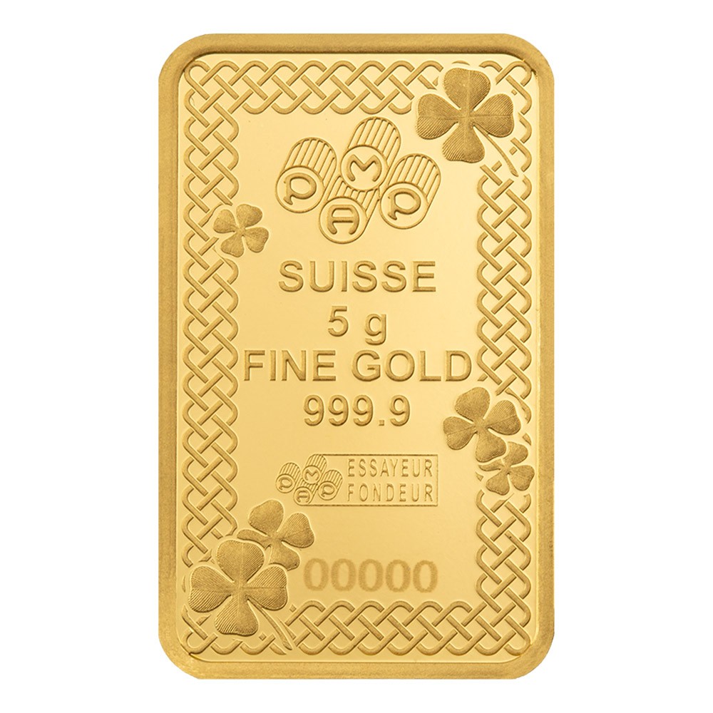 2026 5g Lucky Charm Four-Leaf Clover Gold Bar I PAMP Suisse