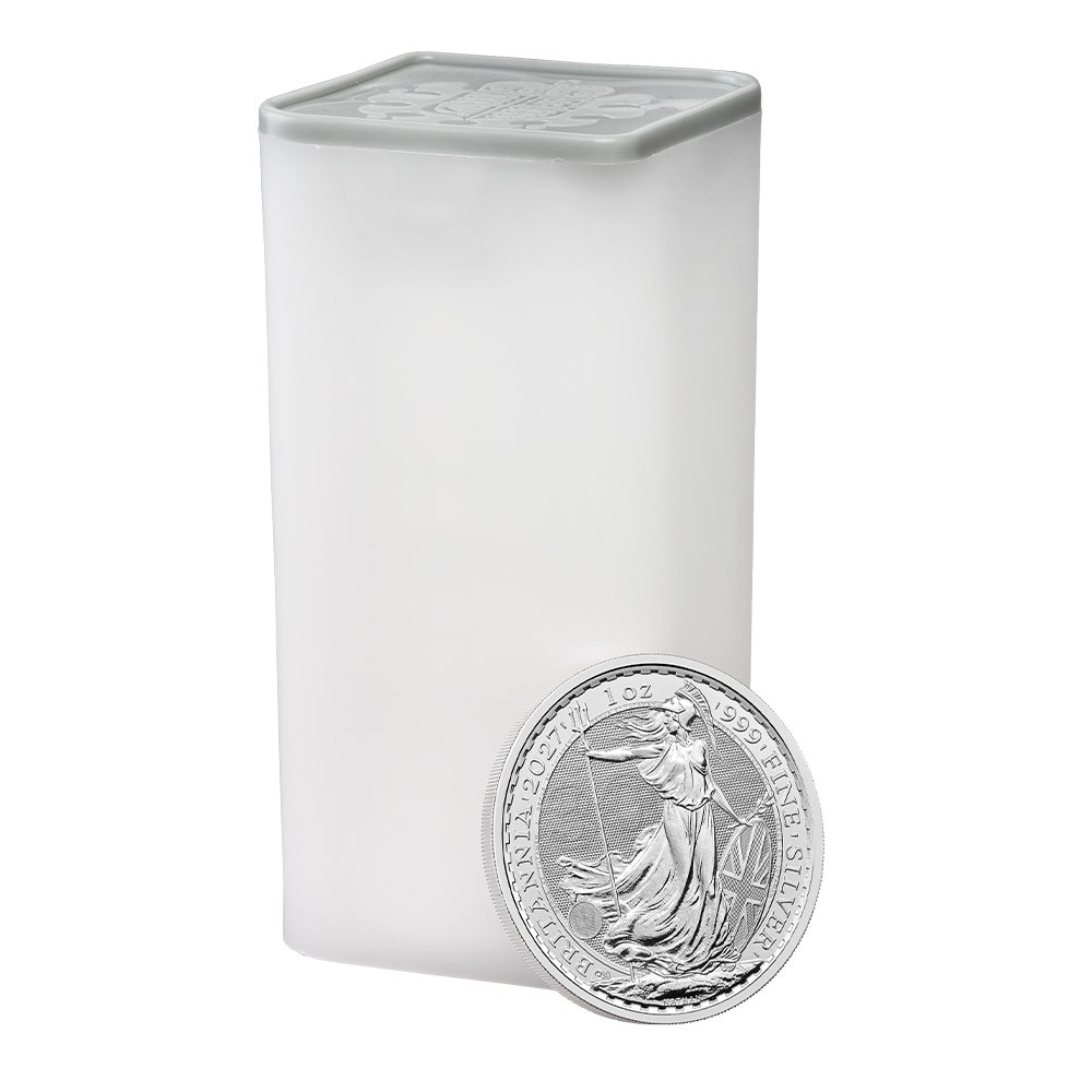 25 x 2027 1oz Silver Britannia Coins in a Tube I The Royal Mint