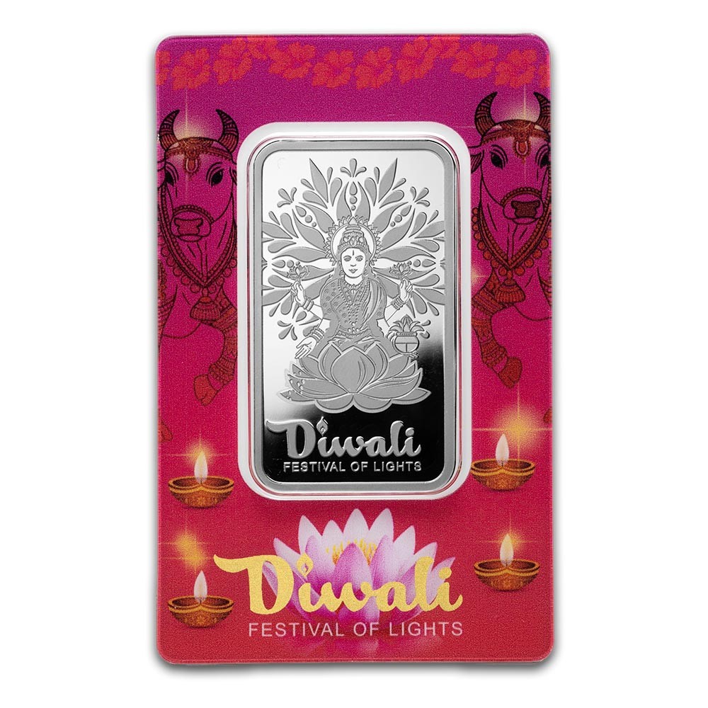 1oz Lakshmi and Sacred Cow Silver Bar I PAMP Suisse