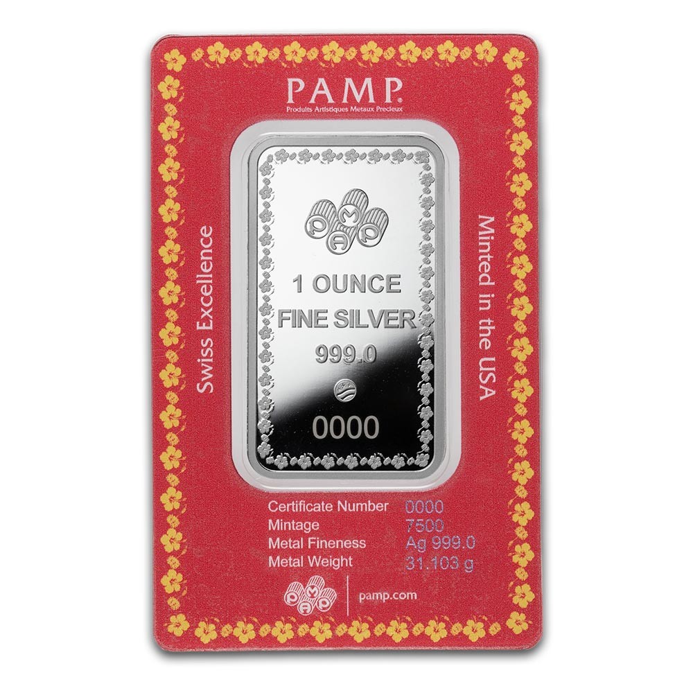 1oz Lakshmi and Sacred Cow Silver Bar I PAMP Suisse
