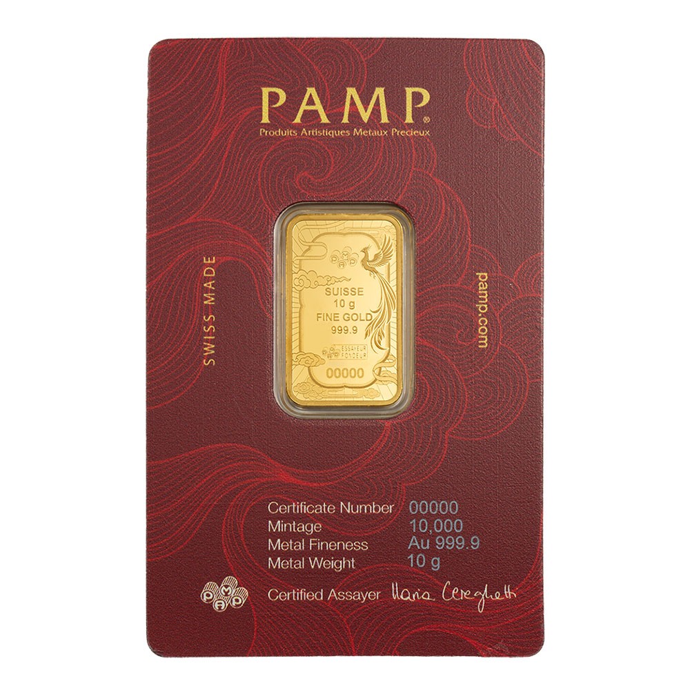 2026 10g Good Luck Phoenix Colourised Gold Bar | Good Luck Series I PAMP Suisse