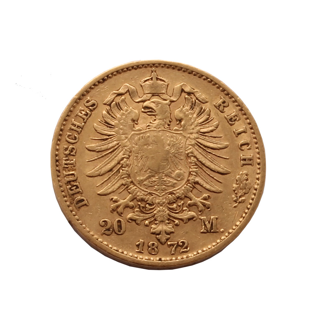 1872 Ludwig II 20 Mark Gold Coin