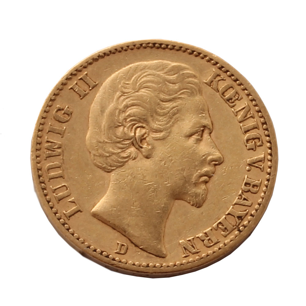 1872 Ludwig II 20 Mark Gold Coin