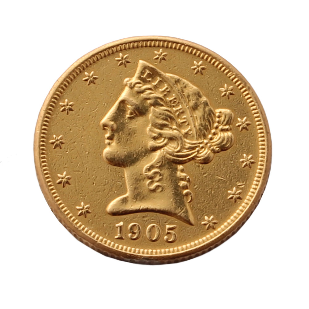 US $5 1905 Liberty Head Gold Coin | Rare coin for coin collectors