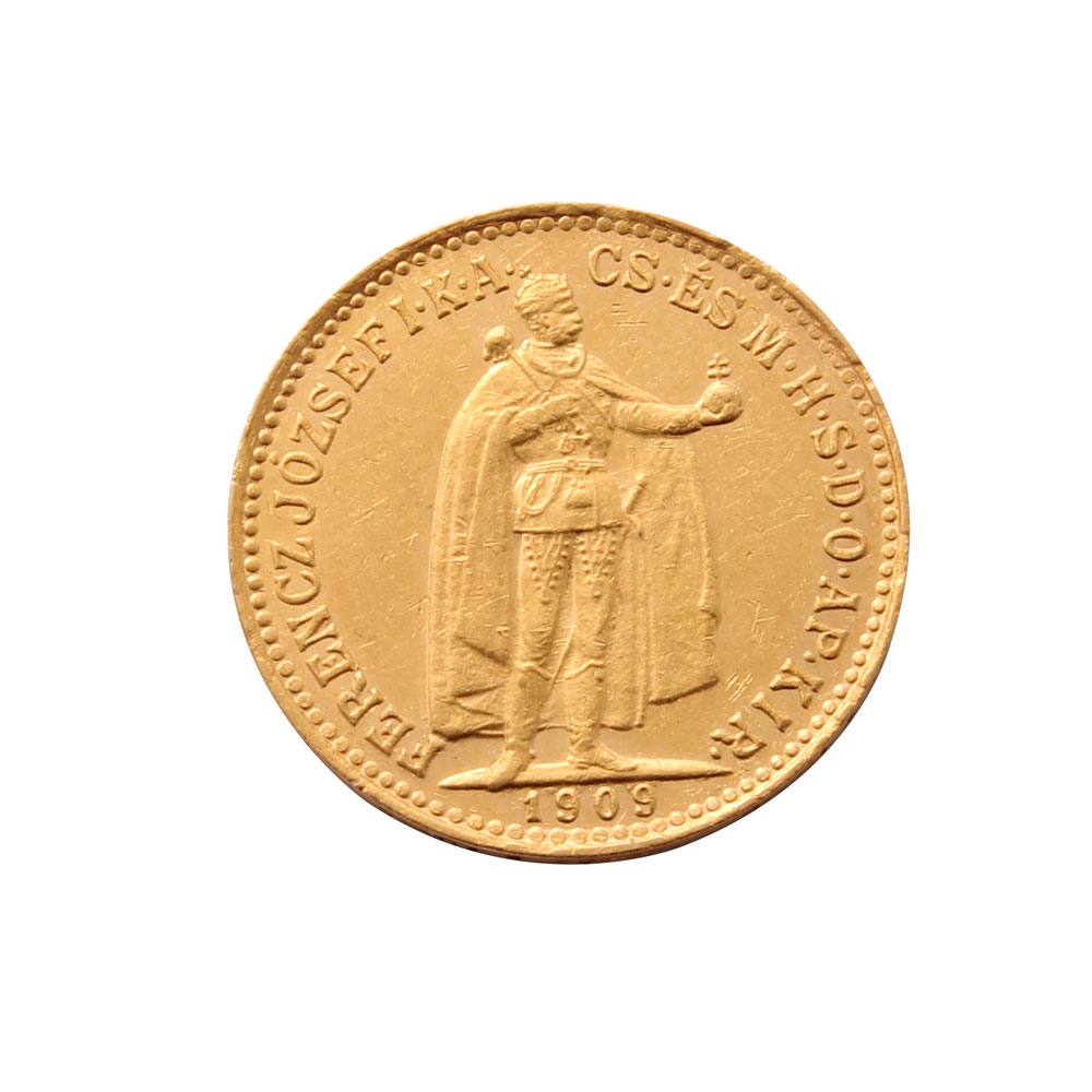1909 Hungarian 10 Korona Gold Coin