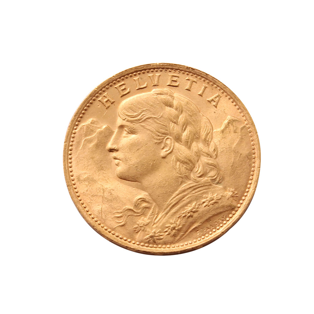 1922 Swiss 20 Franc 'Vreneli' Gold Coin