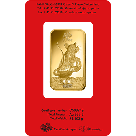 2020 1oz Gold Bar | PAMP Lunar Rat