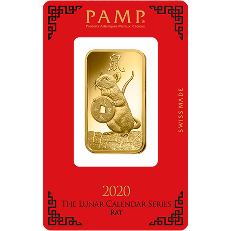 2020 1oz Gold Bar | PAMP Lunar Rat Certicard