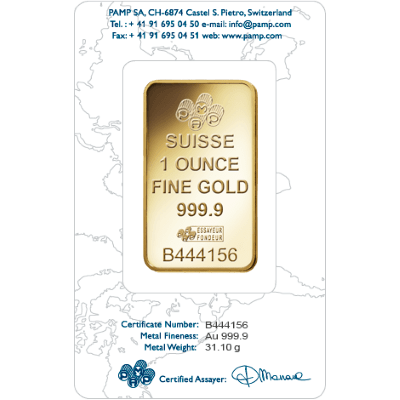 1oz Gold Bar - PAMP Rosa Certicard