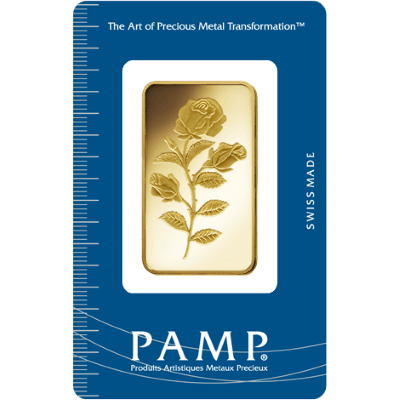 1oz Gold Bar - PAMP Rosa Certicard