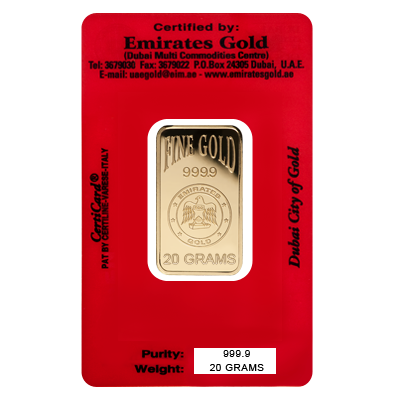 20g Gold Bar - Emirates Gold Certicard