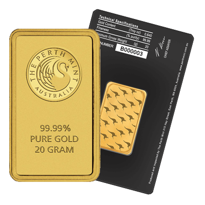 20g Gold Bar Black Certicard | Perth Mint