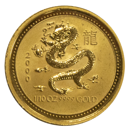 2000 1/10oz Year of the Dragon Perth Mint Lunar Series 1 Gold Coins