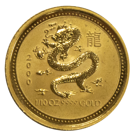 2000 1/10oz Year of the Dragon Perth Mint Lunar Series 1 Gold Coins