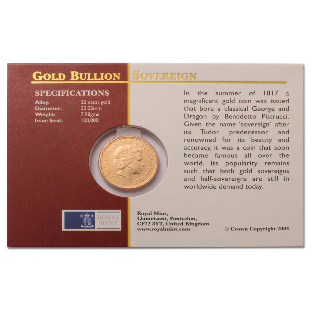 2004 Gold Sovereign in Presentation Packaging