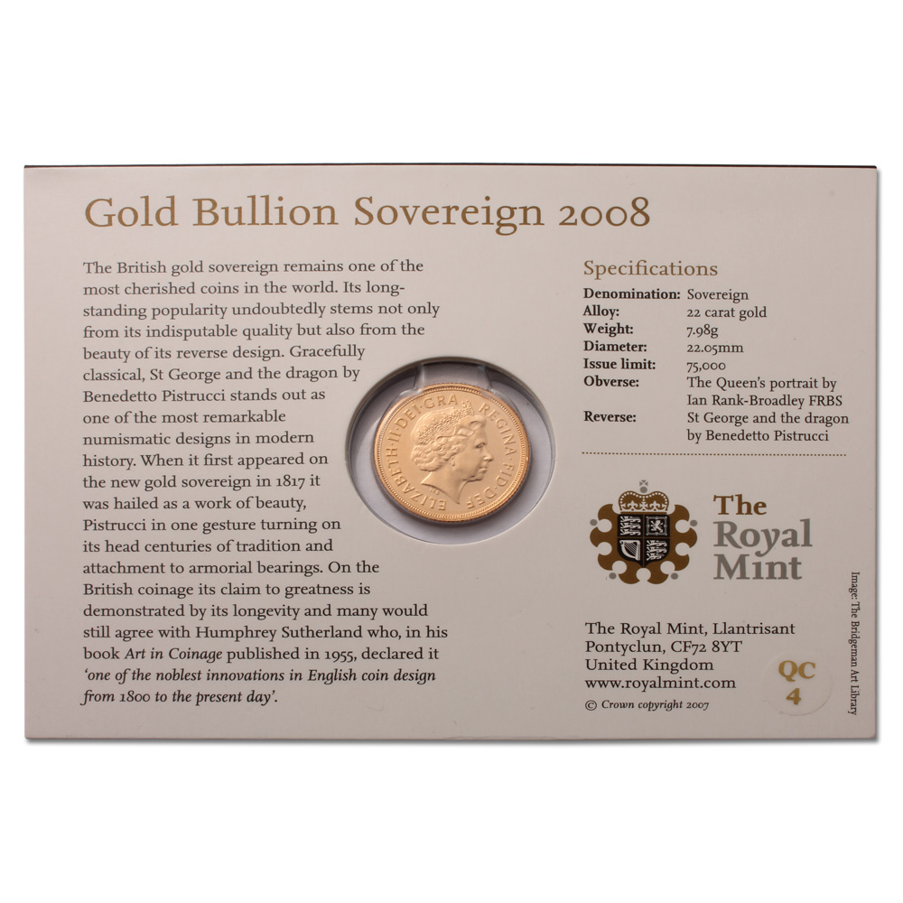 2008 Gold Sovereign in Presentation Packaging