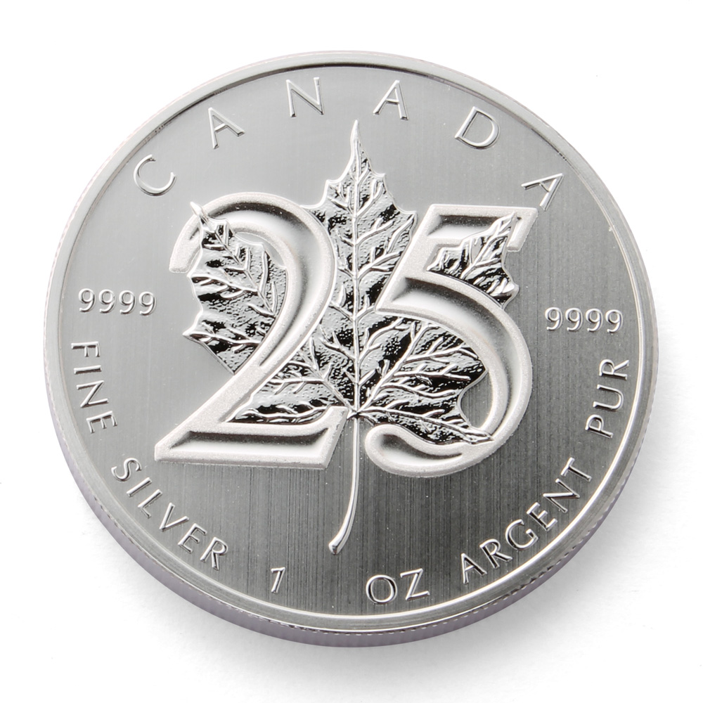 25th Anniversary Canadian Maple Leaf 1oz Silver Coin