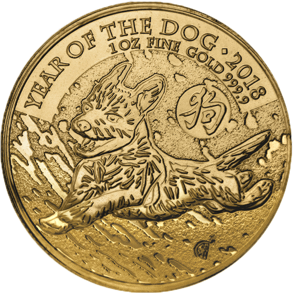 2018 Lunar 1oz ' Year of the Dog' Gold Coin (Royal Mint)