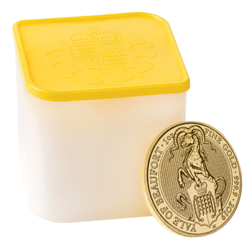10x 1oz Gold Yale of  Beaufort (Queen's Beasts Collection) in Tube