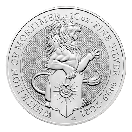 2021 10oz White Lion of Mortimer Silver Coin | Queen's Beasts Collection