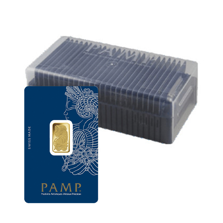 25 x 5 Gram PAMP Fortuna Gold Bar Bundle in BOX