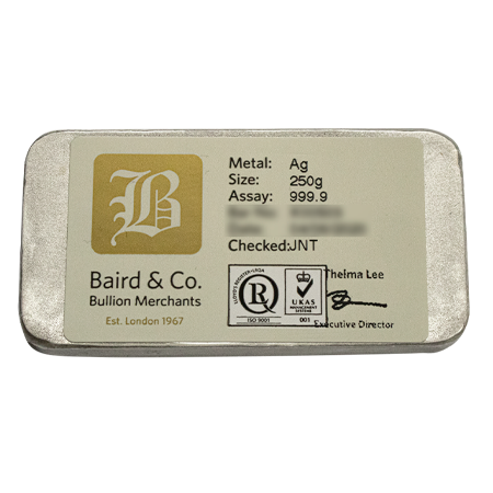 250g Silver Minted Bar | Baird & Co