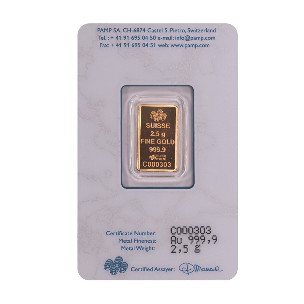 2.5g Gold Bar | PAMP 'Statue of Liberty'