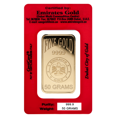 50g Gold Bar - Emirates Gold Certicard