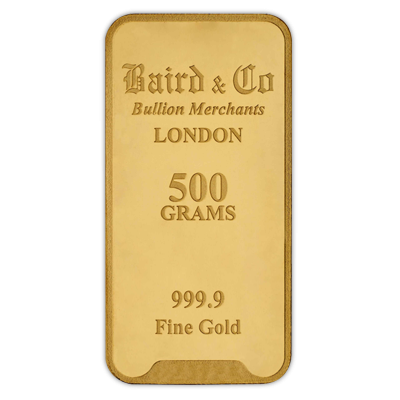 500g Gold Bar - Baird & Co Minted Certified