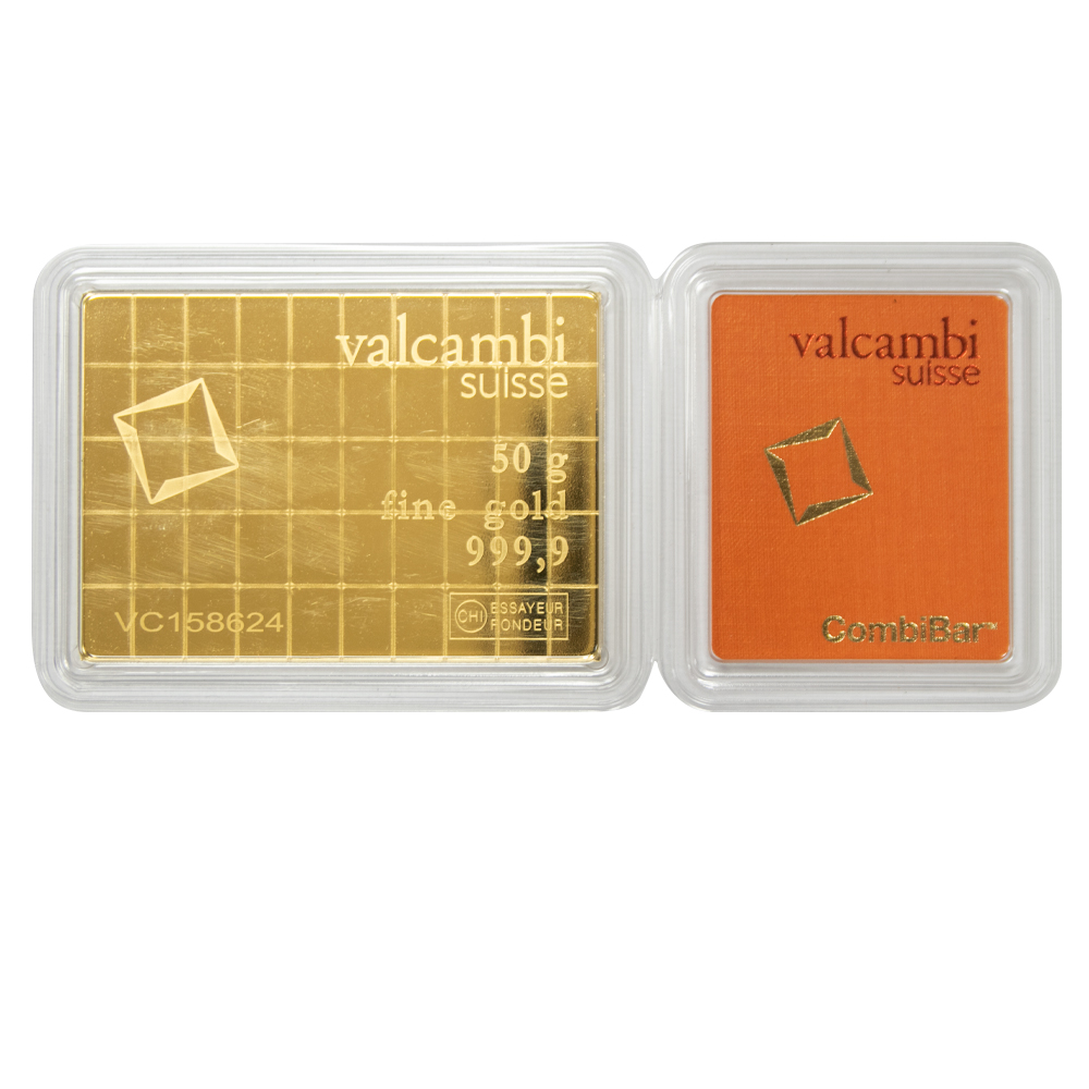 50g Gold CombiBar - Valcambi Certified