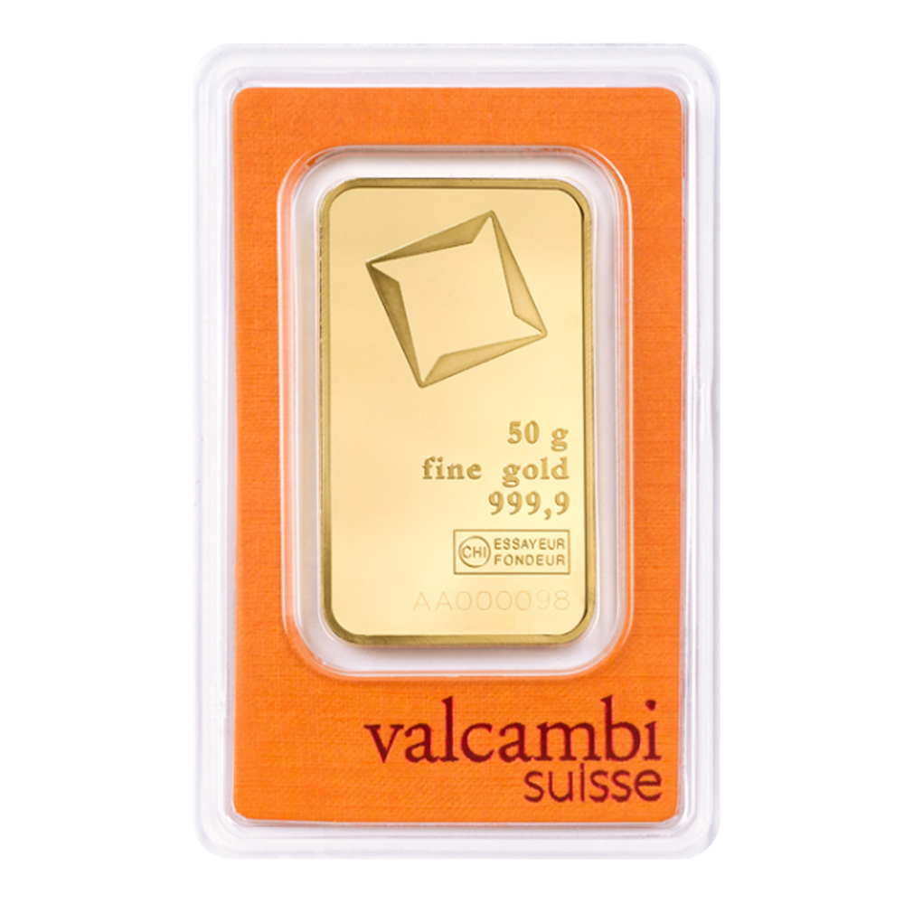 50g Gold Bar - Valcambi Certified