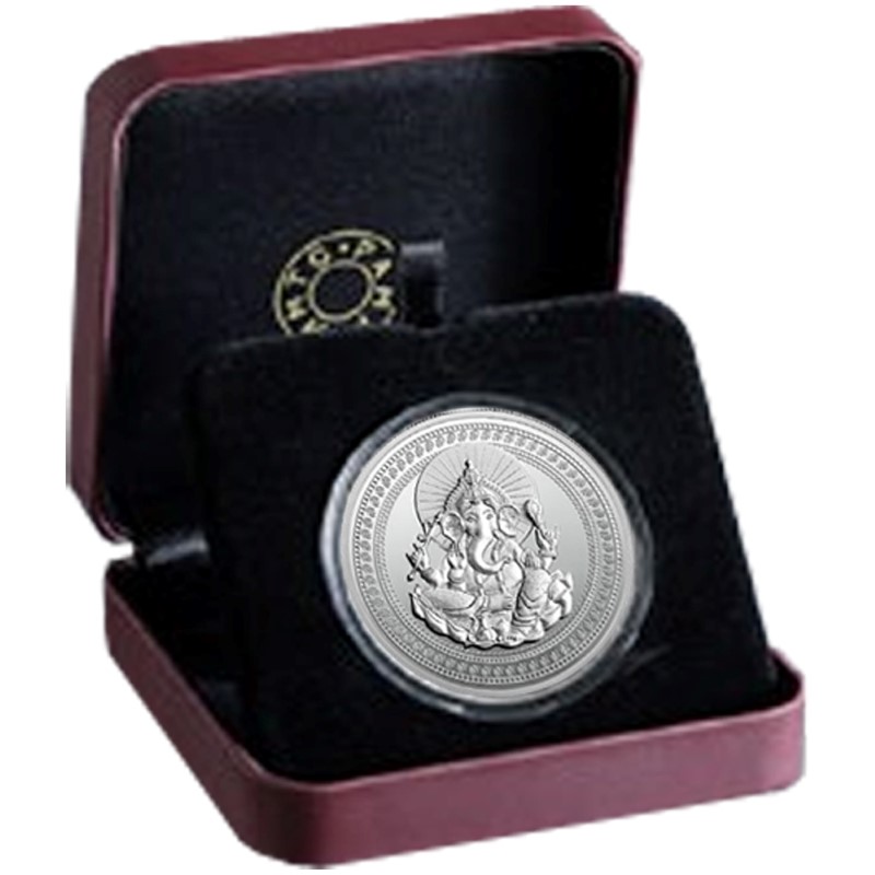 1oz Lord Ganesha Silver Round Antique Design in Gift Box