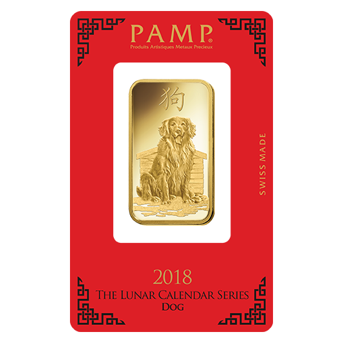 2018 1oz Gold Bar | PAMP Lunar Dog Certicard