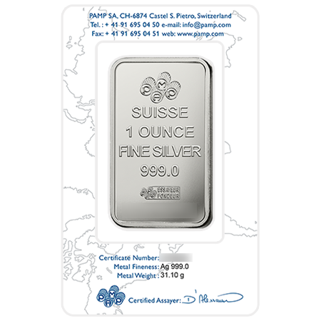 1oz Silver Bar | PAMP Rosa