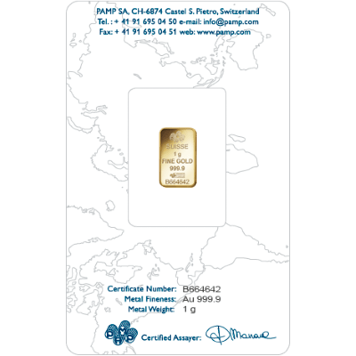 1g Gold Bar | PAMP Rosa