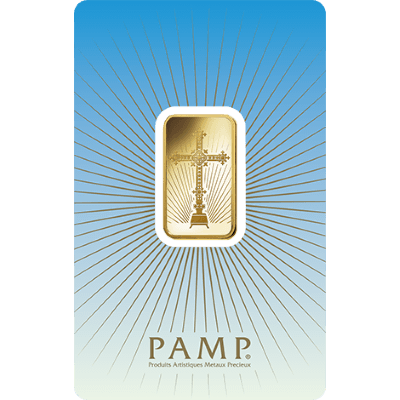 10g Gold Bar.| PAMP 'Faith' Romanesque Cross