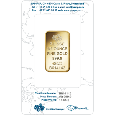 1/2oz Gold Bar | PAMP Rosa Certicard