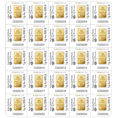 25 x 1g Gold Bar Multigram | PAMP Fortuna