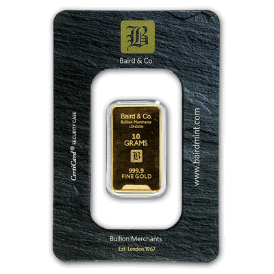 10g Gold Bar - Baird & Co Minted Certicard