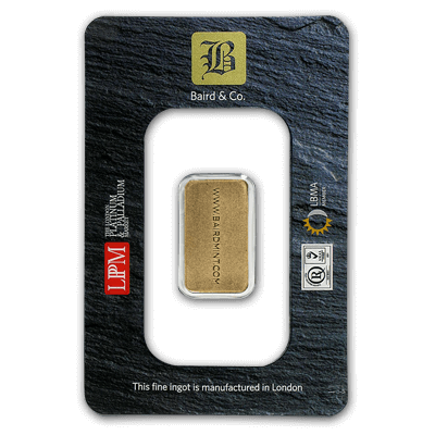 2.5g Gold Bar - Baird & Co Minted Certicard